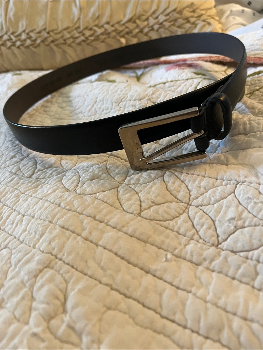 Men's Fabiano Black Leather Belt with Silver-Tone Buckle